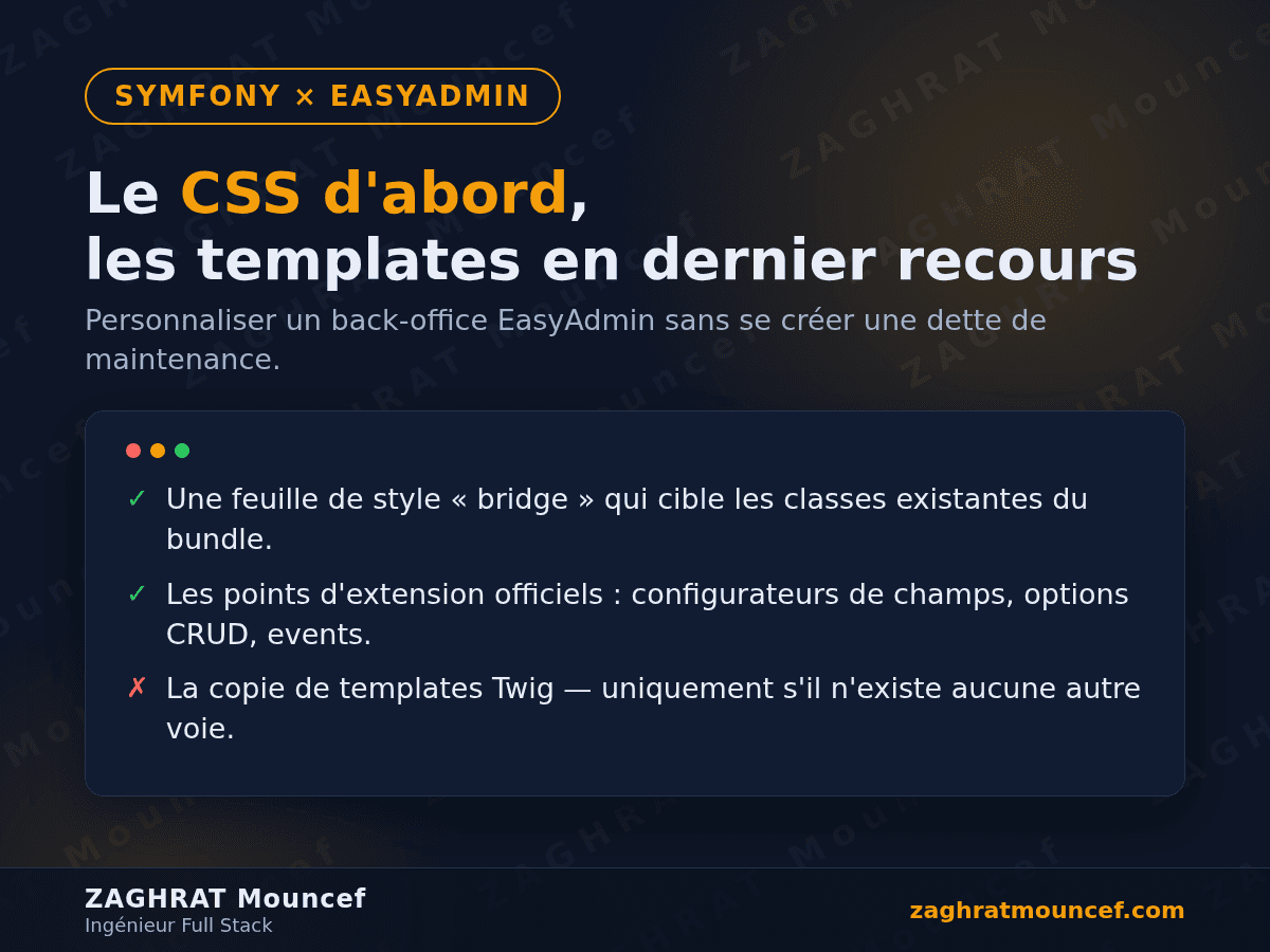 EasyAdmin without the debt: CSS first, templates as a last resort